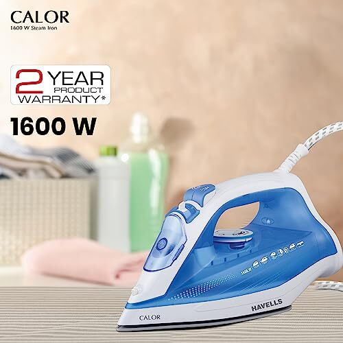 Havells Ceramic Soleplate Calor Steam Iron Press With Anti Drip Self Cleaning Function| Horizontal & Vertical Steam| Burst Steam| Non Stick Coated Sole Plate|1600 Watts| 2 Years Manufacturer Warranty