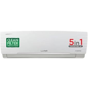 Lloyd 1.5 Ton 5 Star Inverter Split Ac (5 In 1 Convertible, Anti Corrosion Coating, Copper, Pm 2.5 Filter, 2024 Model, White With Chrome Deco Strip, Gls18I5Fwbew)