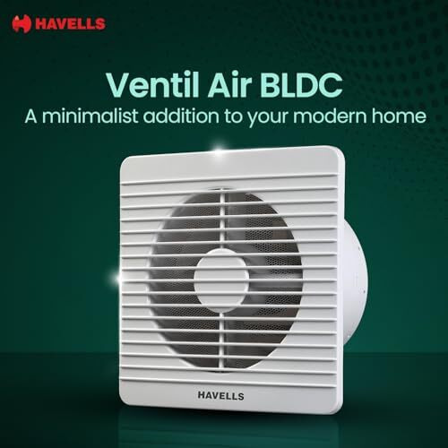 Havells 200Mm Ventil Air Bldc Exhaust Fan | Strong Air Suction, Rust Proof Body And Dust Protection Shutters | Suitable For Bathroom, Kitchen & Office, 2 Year Warranty | (Pack Of 1, White)