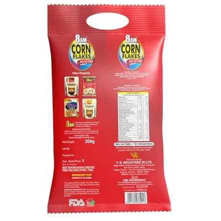 800 Am Corn Flakes 500 Gram, 92% Corn, 99% Fat Free, No Cholesterol, Trans Fat, Artificial Additives, Vitamins B1, B2, B3, B6, B9, Iron, Calcium, Crunchy & Nutritious Cereal