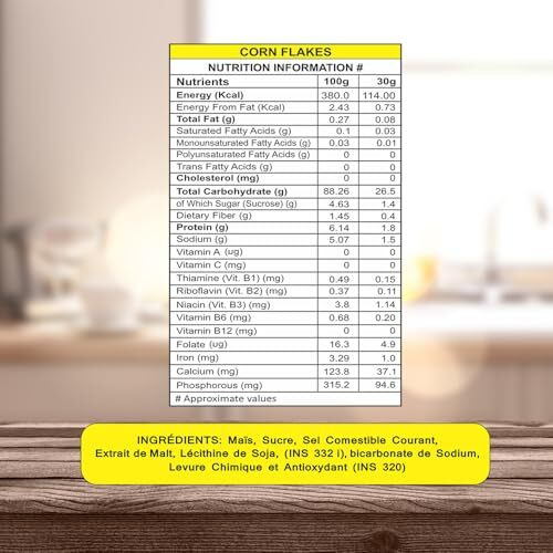 800 Am Corn Flakes 500 Gram, 92% Corn, 99% Fat Free, No Cholesterol, Trans Fat, Artificial Additives, Vitamins B1, B2, B3, B6, B9, Iron, Calcium, Crunchy & Nutritious Cereal