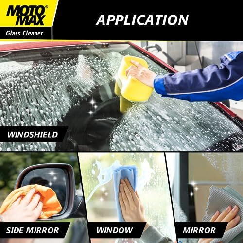 Motomax Glass Cleaner For All Glass Surfaces, Cars, Windshields, Windows, Mirrors, Headlights, Bikes | For Sparkling Clean Shine, 200 Ml
