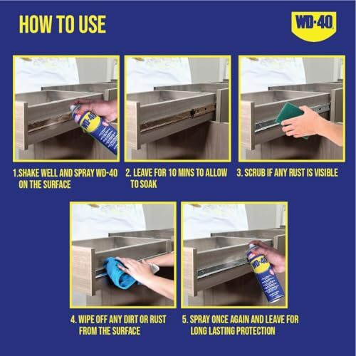 Wd-40, Multipurpose Spray, Lubricant, Rust Remover, Cleans Bike Chains, Squeak Noise Remover, Stain Remover, And Cleaning Agent, 170G