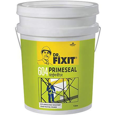 Dr. Fixit 604 Primeseal External Wall Waterproofing Coat, White Matte Finish 1 Litre, Primer For External Surfaces, Wall Coating For External Surfaces