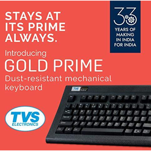 Tvs Electronics Gold Prime Mechanical Wired Keyboard | Dustproof Key Switches | Guaranteed 50 Million Keystrokes | 1.5 Meter Usb Cable, Usb Gold Keyboard (Black)
