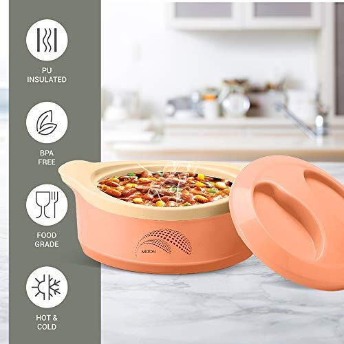 Milton New Marvel 1500 Serving Casserole Double Walled Inner Stainless Steel, Pu Insulated Kitchen Hot Pot, Keeps Food Hot & Fresh For Roti, Biryani, 1240 Ml, Orange