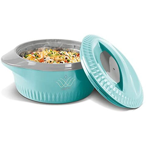 Milton Royal 1500 Serving Casserole Double Walled Inner Stainless Steel, Pu Insulated Kitchen Hot Pot, Keeps Food Hot & Fresh For Roti, Biryani, 1270 Ml Blue