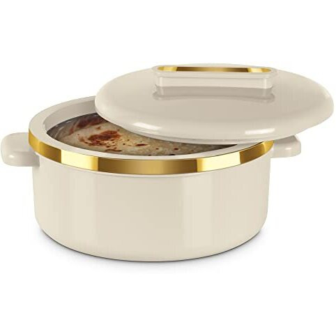 Milton Curve 2500 Inner Stainless Steel Casserole, 2.15 Litres, Ivory | Bpa Free | Food Grade | Easy To Carry | Easy To Store | Chapati | Roti | Curd Maker