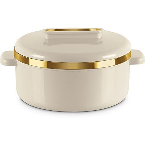 Milton Curve 2500 Inner Stainless Steel Casserole, 2.15 Litres, Ivory | Bpa Free | Food Grade | Easy To Carry | Easy To Store | Chapati | Roti | Curd Maker