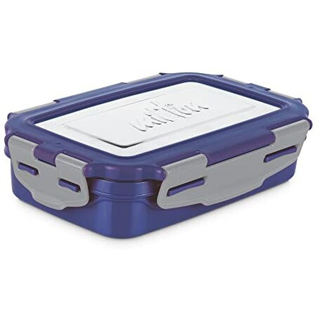 Milton Steely Super Deluxe Big Kids Lunch Box, Inner Stainless Steel Insulated Containers With Clip Lock Lid, 500 Ml & 175 Ml, Airtight Leakproof Kids Lunch Box, For School & Picnic, Dark Blue