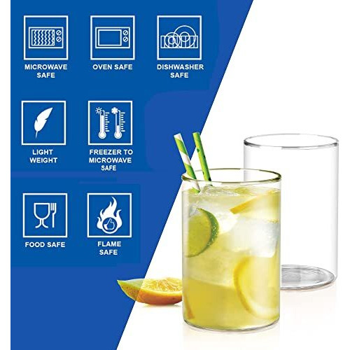 Treo By Milton Vector Borosilicate Glass Tumbler, Set Of 6, 300 Ml Each, Transparent, Ideal For Water, Juice, Cocktails, Mocktails