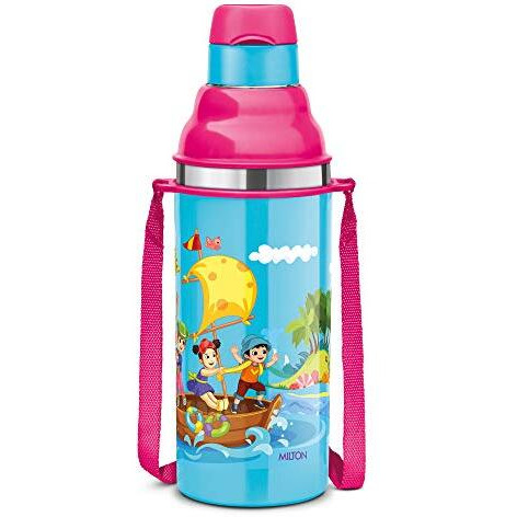 Milton Kool Stunner 400 Kids Plastic Insulated Water Bottle With Straw, 404 Ml, Sipper Bottle, Leak Proof, Bpa Free, Food Grade, School & Picnic Bottle, Blue