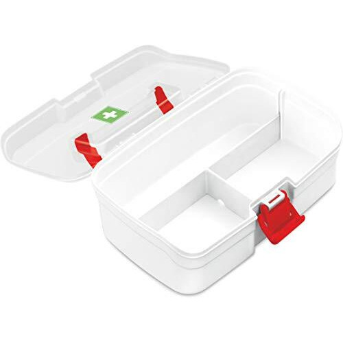 Milton First Aid Box, Plastic Rectangular Medicine Box, Small Storage With Handle, Emergency Indoor Outdoor Medical Utility Cabinet Organizer, Transparent, Portable & Lockable Container