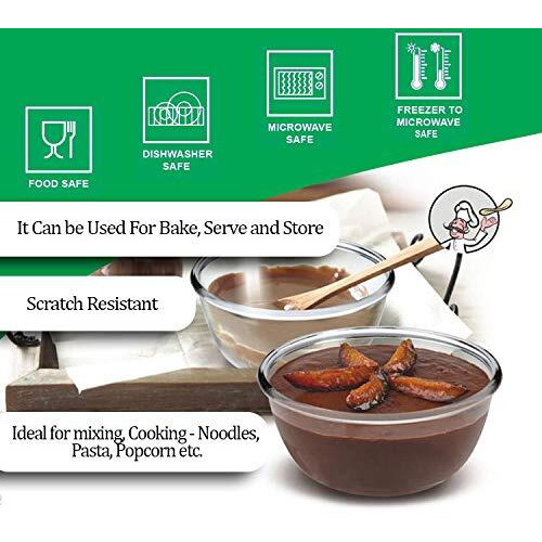 Treo By Milton Glass Mixing Bowls Without Lid | Microwave Safe & Dishwasher Safe | Food Safe | Scratch Resistant | Transparent, Set Of 3 (500 Ml, 1000 Ml, 1500 Ml, Transparent)