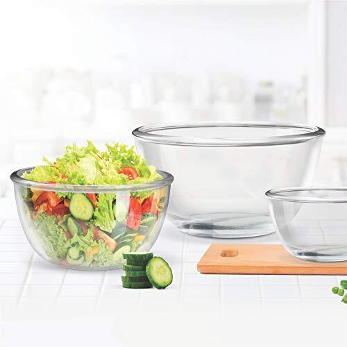Treo By Milton Glass Mixing Bowls Without Lid | Microwave Safe & Dishwasher Safe | Food Safe | Scratch Resistant | Transparent, Set Of 3 (500 Ml, 1000 Ml, 1500 Ml, Transparent)