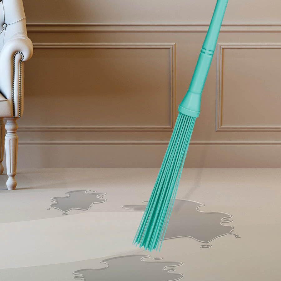 Spotzero By Milton Kharata Plastic Broom Xl | Set Of 1 | Aqua Green | 44 Sticks Xl