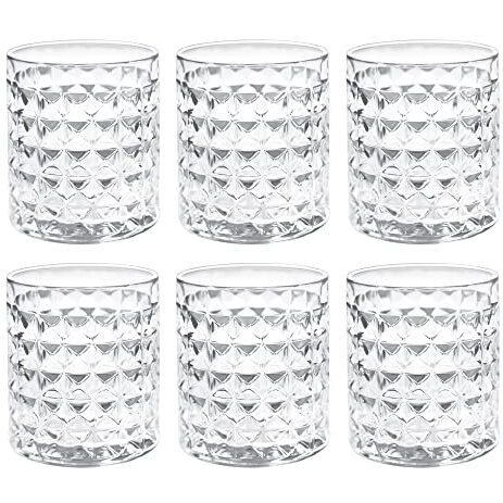 Treo By Milton Knitts 260 Glass Tumblers, Transparent, Knitt Textured Design Glasses Set Of 6, 260 Ml Each Ideal For Water, Juice, Cocktails, Mocktails