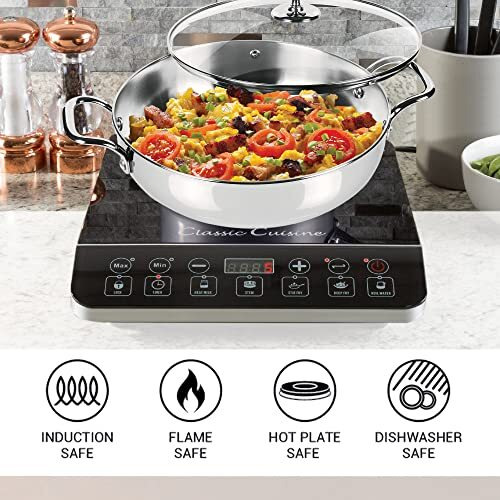 Milton Pro Cook Stainless Steel Sandwich Bottom Kadhai With Glass Lid, 28 Cm / 4.2 Litres, Steel Plain | Dishwasher Safe | Induction Safe | Flame Safe | Gas Stove Safe | Hot Plate Safe | Ss Handle