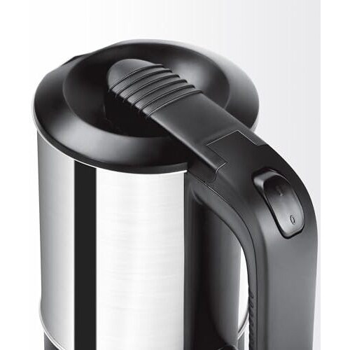 Milton Stainless Steel Euroline Electric Travel Kettle With Handle, 1000 Watt, 500 Ml | 2 Utility Cups | Auto Shut-Off | Concealed Heating Element | Power Indicator |1Year Warranty, Silver
