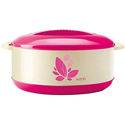 Milton Orchid 1500 Inner Stainless Steel Serving Casserole With Lid, Pu Insulated Kitchen Hot Pot, Keeps Food Hot & Fresh For Roti, Biryani, 1260 Ml, Pink