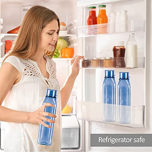 Milton Prime 1000 Water Bottle, 1 Litre, Reusable Plastic Fridge Bottle, Bpa Free And Leak Proof Bottles For Travel, Work, Pack Of 1, Blue