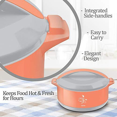 Milton Divine Jr. Inner Stainless Steel Serving Casserole Gift Set Of 3 (430 Ml, 830 Ml, 1400 Ml), Pu Insulated Kitchen Hot Pot, Keeps Food Hot & Fresh For Roti, Biryani, Orange