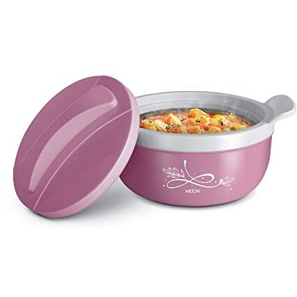 Milton Crave 1500 Inner Stainless Steel Serving Casserole With Lid, Pu Insulated Kitchen Hot Pot, Keeps Food Hot & Fresh For Roti, Biryani, 1380 Ml, Pink