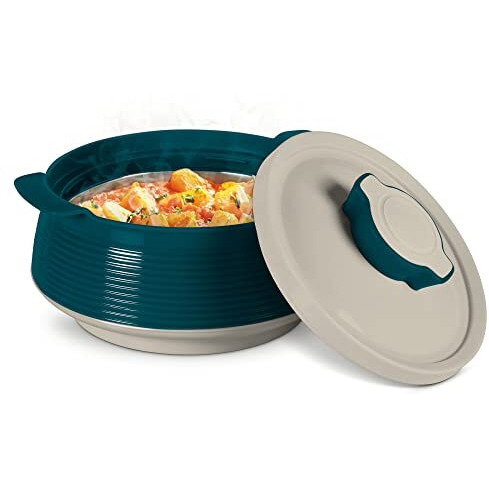 Milton Venice Double Walled Inner Stainless Steel Serving Casserole Set Of 3 (450 Ml, 850 Ml, 1350Ml), Pu Insulated Kitchen Hot Pot, Keeps Food Hot & Fresh For Roti, Biryani, Marble Green