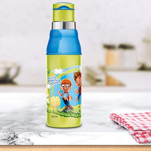Milton Kool Steelight 600 Kids Plastic Insulated Water Bottle With Straw, 520 Ml, Sipper Bottle, Leak Proof, Bpa Free, Food Grade, School & Picnic Bottle, Green