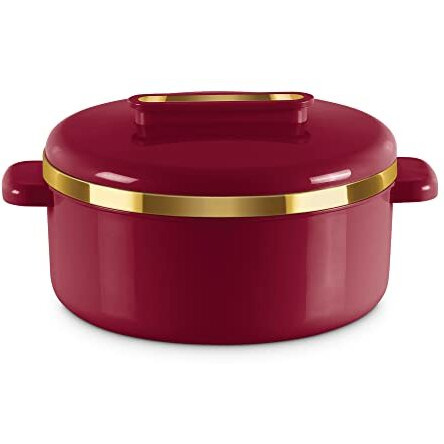 Milton Curve 1500 Inner Stainless Steel Casserole, 1300 Ml, Maroon | Bpa Free | Food Grade | Easy To Carry | Easy To Store | Chapati | Roti | Curd Maker