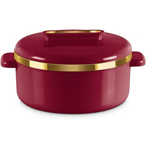 Milton Curve 2500 Inner Stainless Steel Casserole, 2.15 Litres, Maroon | Bpa Free | Food Grade | Easy To Carry | Easy To Store | Chapati | Roti | Curd Maker