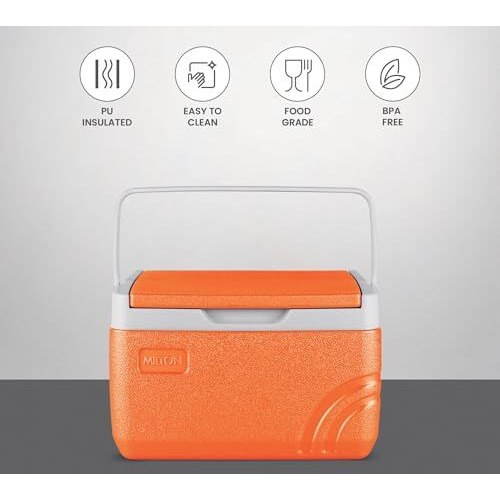 Milton Super Chill 3 Pu Insulated Ice Pail 2.06 Litres With Portable Handle, Chiller, Ice Cubes Storage Bucket, Cooler Box For Travel Party Car Picnic Road Trip, Orange