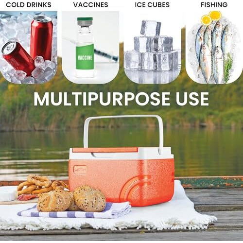 Milton Super Chill 3 Pu Insulated Ice Pail 2.06 Litres With Portable Handle, Chiller, Ice Cubes Storage Bucket, Cooler Box For Travel Party Car Picnic Road Trip, Orange