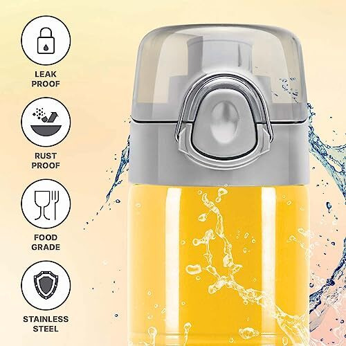 Milton Vogue 500 Stainless Steel Water Bottle With One Touch Safety Lock, 490 Ml Water Bottles, Single Walled, Leak-Proof, Rust-Free Steel Bottle, Easy Grip, Easy To Carry, Travel Bottle, Yellow