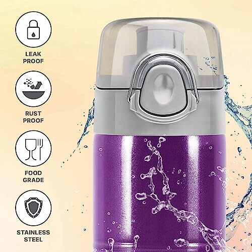 Milton Vogue 1000 Stainless Steel Water Bottle With One Touch Safety Lock, 750 Ml Water Bottles, Single Walled, Leak-Proof, Rust-Free Steel Bottle, Easy Grip, Easy To Carry, Travel Bottle, Purple
