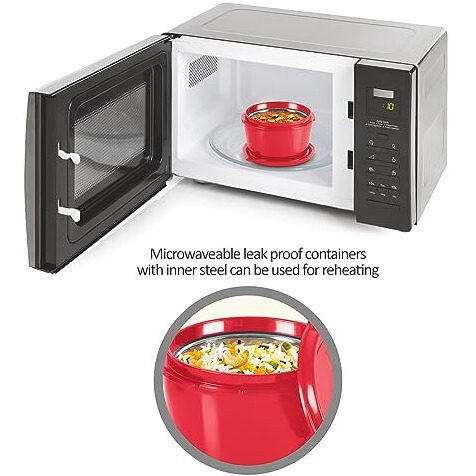 Milton Pro Lunch Box With Steel Cutlery, 3 Microwave Safe Inner Steel Containers (180 Ml, 320 Ml, 450 Ml), Plastic Chutney Dabba,100 Ml, Steel Bottle, 750 Ml With Insulated Bag, Office Tiffin, Maroon