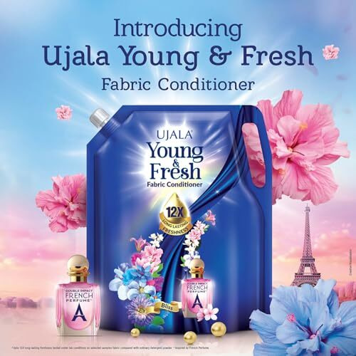 Ujala Young & Fresh Fabric Conditioner - 2L Pouch [ Bliss ] | After Wash Fabric Conditioner With Long-Lasting Fragrance | Powered With French Perfume | Suitable For Bucket Wash And Machine Wash