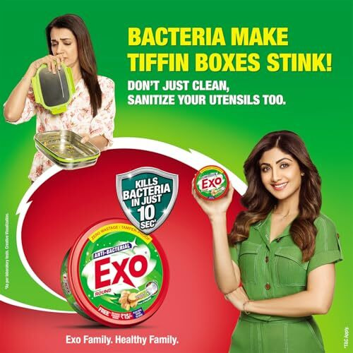 Exo Round Dishwash Bar 700Gm X 3 | Complete Dishwashing Solution With Anti-Bacterial Efficacy & Goodness Of Ginger Remove Tough Grime Stains With Ease | Experience Hygienic & Superior Cleaning