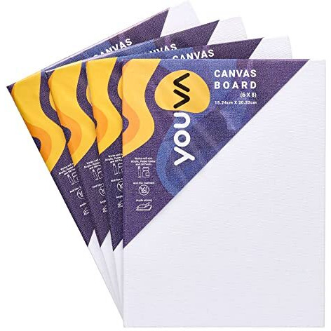 Navneet Youva |Cotton White Blank Canvas Boards For Painting, Acrylic Paint, Oil Paint Dry & Wet Art Media |6" X 8" |Pack Of 4 (23884)