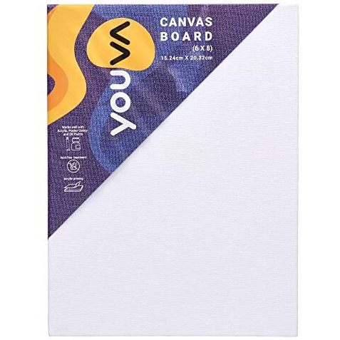 Navneet Youva |Cotton White Blank Canvas Boards For Painting, Acrylic Paint, Oil Paint Dry & Wet Art Media |6" X 8" |Pack Of 4 (23884)