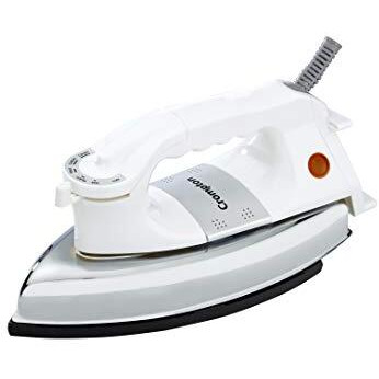Crompton Rhino 1000-Watt Heavy Weight Dry Iron With Non Stick Teflon Coating (White/Silver)