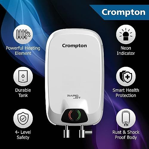 Crompton Rapid Jet 5-L Instant Water Heater With Advanced 4 Level Safety (White) (Aiwh-5Lrpidjt3Kw5Y),Wall