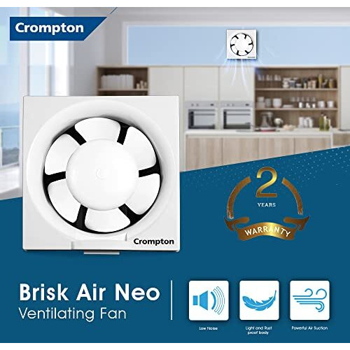 Crompton Brisk Air Neo 250 Mm (10 Inch) Exhaust Fan For Kitchen, Bathroom And Office (White, Pack Of 1)