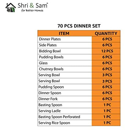 Shri & Sam Stainless Steel Dinner Set Shagun (70 Pcs Set)