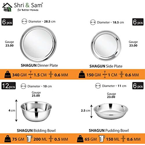 Shri & Sam Stainless Steel Dinner Set Shagun (70 Pcs Set)