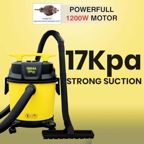 Inalsa Wet And Dry Vacuum Cleaner For Home,10 Ltr Capacity,1200 W, 17 Kpa Suction, Blower Function, Hepa Filter, Wet Vacuum Cleaner For Sofa, House Cleaning Machine,Vaccine Cleaner For Home(Wd 10)