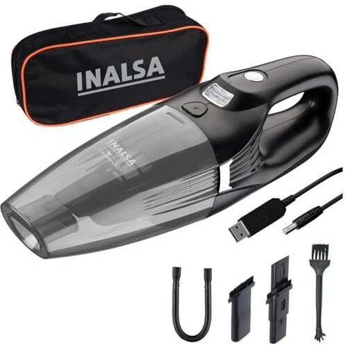 Inalsa Cordless Vacuum Cleaner For Car & Home |Wet & Dry Vacuum Cleaner|Strong Suction |Hepa Filtration|Usb Rechargeable| Wireless Vacuum Cleaner |Handy Vacuum Cleaner(Free Carry Bag) Carworx Cl.