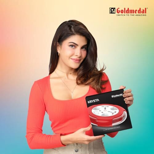 Goldmedal Krysta 2 Pin Heavy-Duty 5-Meter Cable Extension Cord (White And Red)|Master Switch With Indicator|Universal Sockets | Ultra-Smooth Rotation Extension Board For Home & Office|Pack Of 1