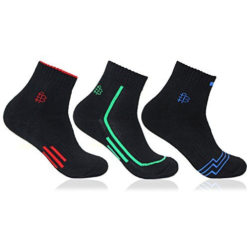 Bonjour Men's Black Ankle Length Sports 3 Pair Socks(Bro7004Ank-Po3_Black)