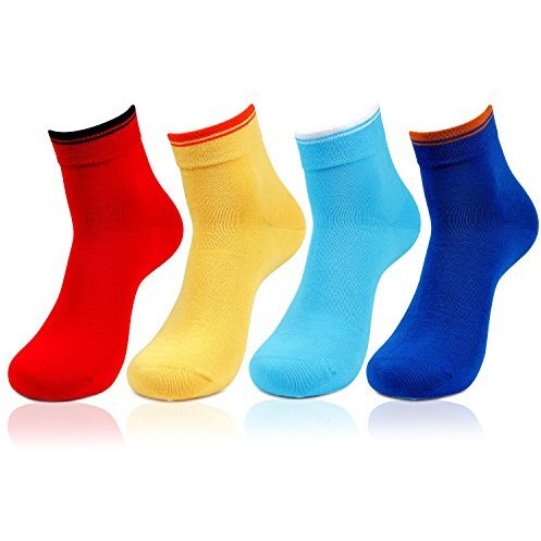 Bonjour Men's Cotton Ankle Length Bold Multicoloured Socks- Pack Of 4